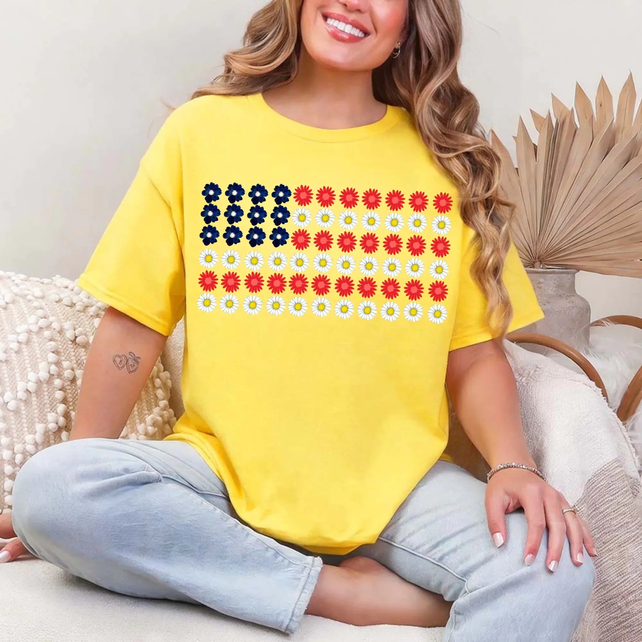 American Flag Daysies, Flowers Independence Day T-shirt - Product image 10 T-Shirts by Adorb.co